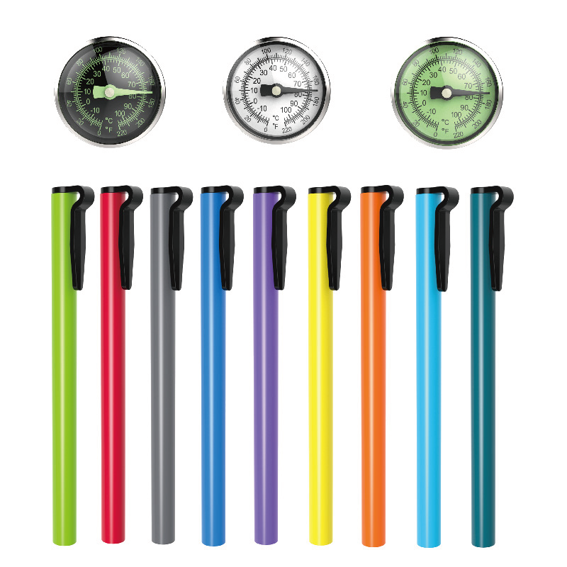 Instant Read Dial Pocket Thermometer Stainless Steel Meat Thermometer Food Cooking BBQ Glass Metal Household Kitchen Essential