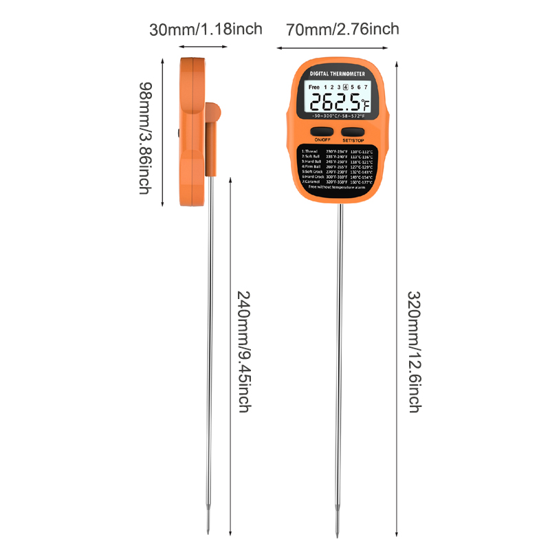 Durable Plastic Digital Candy Thermometer for Deep Frying Long-Range Instant Read Kitchen Food Meat Thermometer Rotating Display