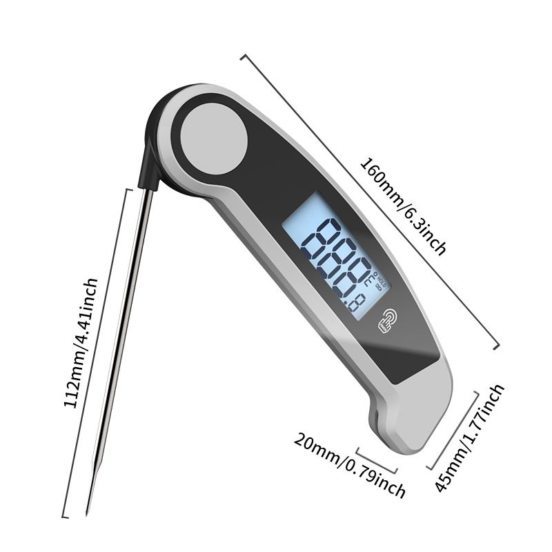 Auto-Rotating Display Digital BBQ Thermometer Waterproof Instant Read Meat Cooking Meter Oven Household Folding Kitchen