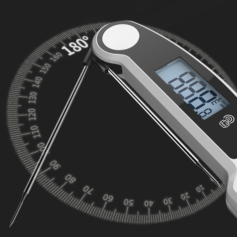 Auto-Rotating Display Digital BBQ Thermometer Waterproof Instant Read Meat Cooking Meter Oven Household Folding Kitchen