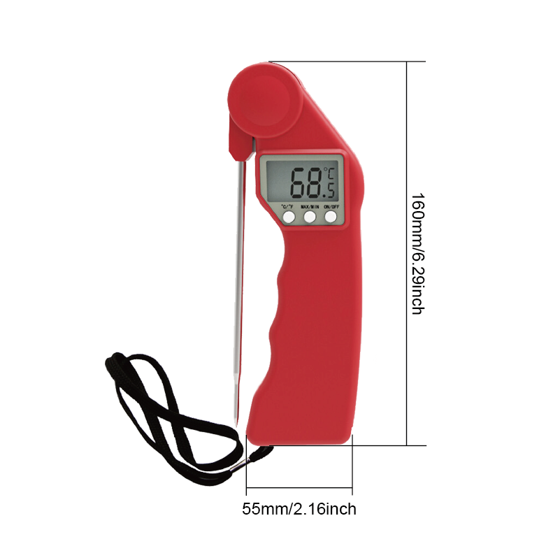 Handheld Digital Kitchen Meat Thermometer Foldable Plastic Food Thermometer Household Temperature Measurement Cooking Metal