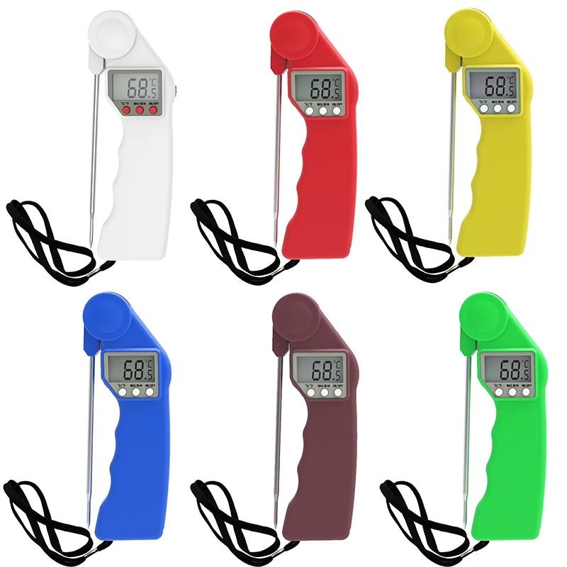 Handheld Digital Kitchen Meat Thermometer Foldable Plastic Food Thermometer Household Temperature Measurement Cooking Metal