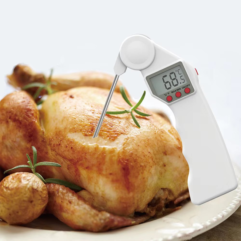 Handheld Digital Kitchen Meat Thermometer Foldable Plastic Food Thermometer Household Temperature Measurement Cooking Metal