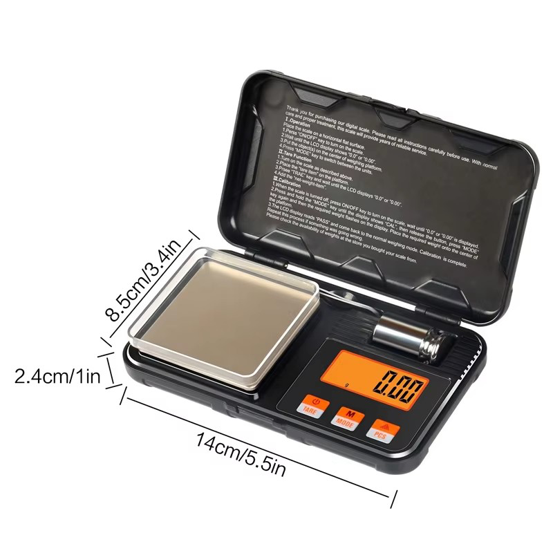 Mini Digital Pocket Scale 6 Units Tare with Clip for Jewelry and Coffee Weight Measurement Battery Powered