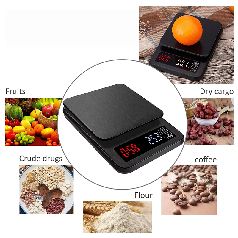 Weighing Scale Mini Scale Stainless Steel Coffee Kitchen 5000G Utensils ABS Stainless Steel coffee scale