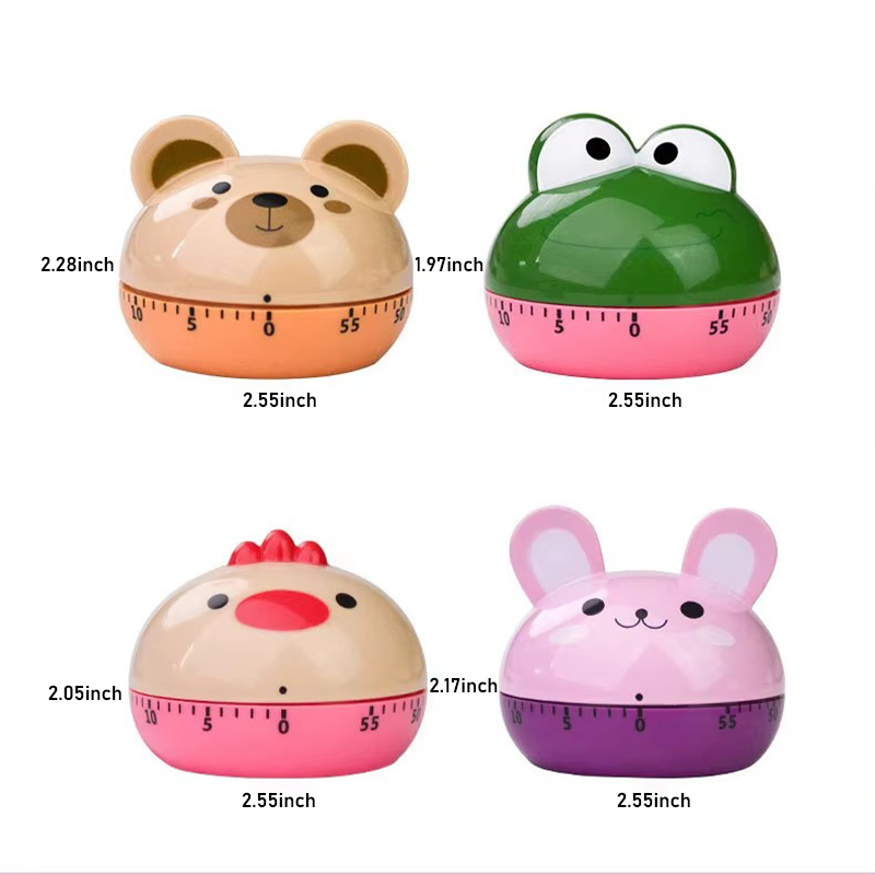 Cute Cartoon Style 60-Minute Mechanical Rotating Kitchen Timer Battery Powered for Home Desktop Decor