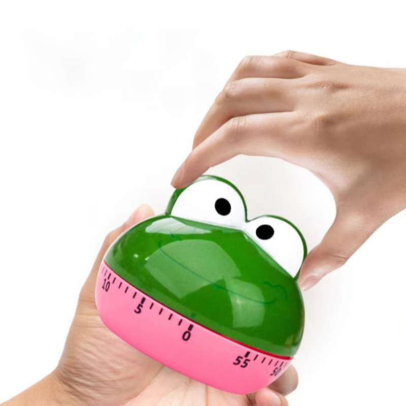 Cute Cartoon Style 60-Minute Mechanical Rotating Kitchen Timer Battery Powered for Home Desktop Decor