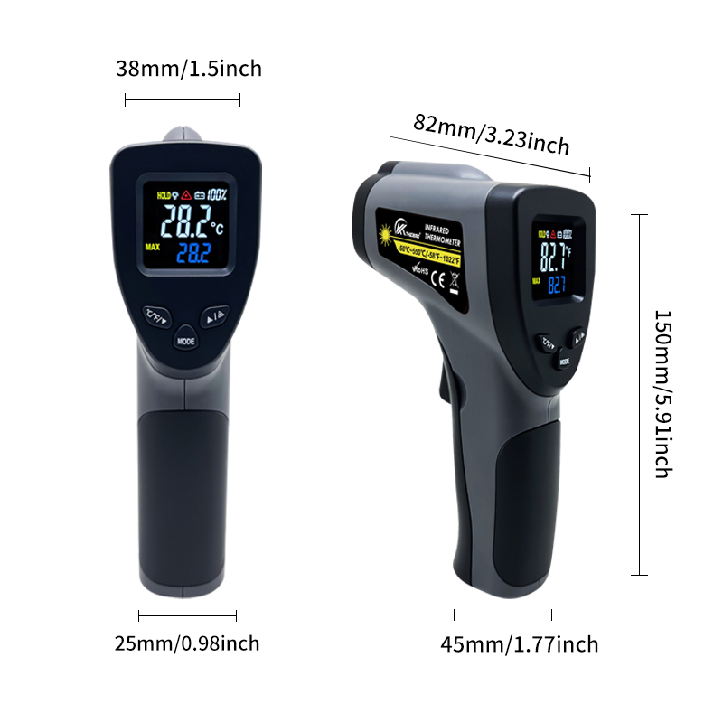 Durable Plastic Industrial Digital Pyrometer Gun Non-Contact Infrared Temperature Meter with NTC Industry Made Long-Lasting Use