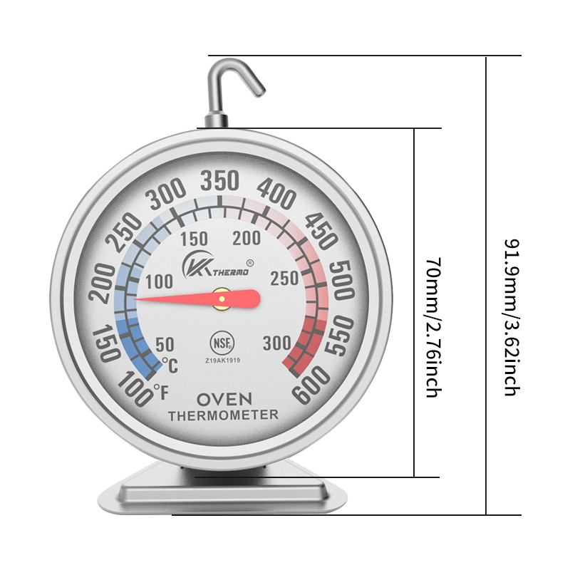 Large Dial 360 Degree Rotarty Hook Oven Thermometer Easy Read Metal Household Kitchen Cooking Temperature Monitoring Indoor BBQ