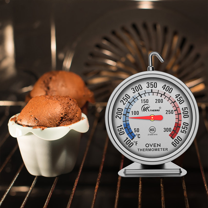 Large Dial 360 Degree Rotarty Hook Oven Thermometer Easy Read Metal Household Kitchen Cooking Temperature Monitoring Indoor BBQ