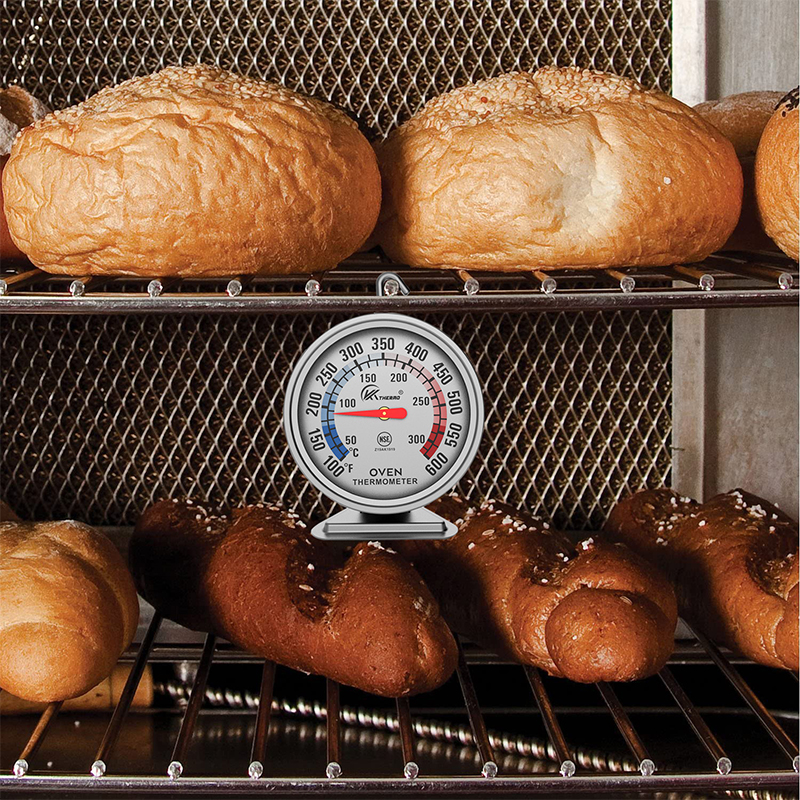 Large Dial 360 Degree Rotarty Hook Oven Thermometer Easy Read Metal Household Kitchen Cooking Temperature Monitoring Indoor BBQ